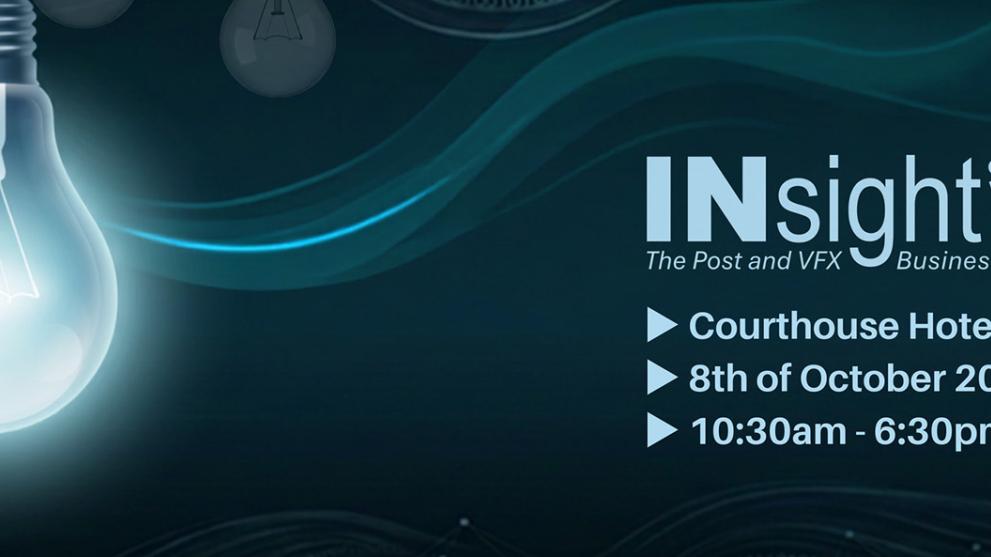 A teal background showing an illustration of a lightbulb and text relating to the UK Screen Alliance Insights '26 event.