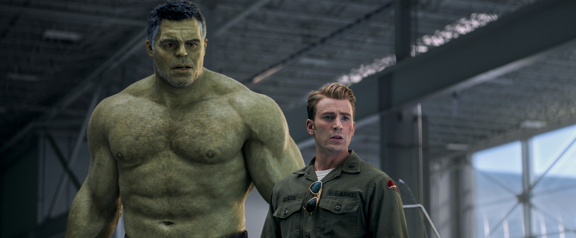 Mark Ruffalo and Chris Evans as The Hulk and Captain America in Avengers: Endgame