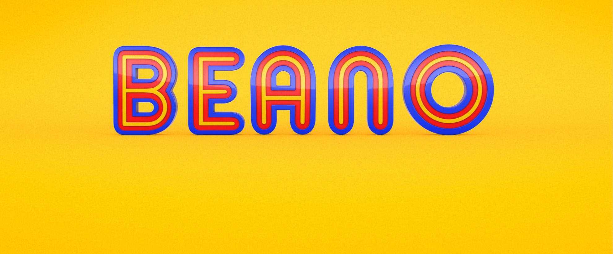 The Beano logo on a yellow background.