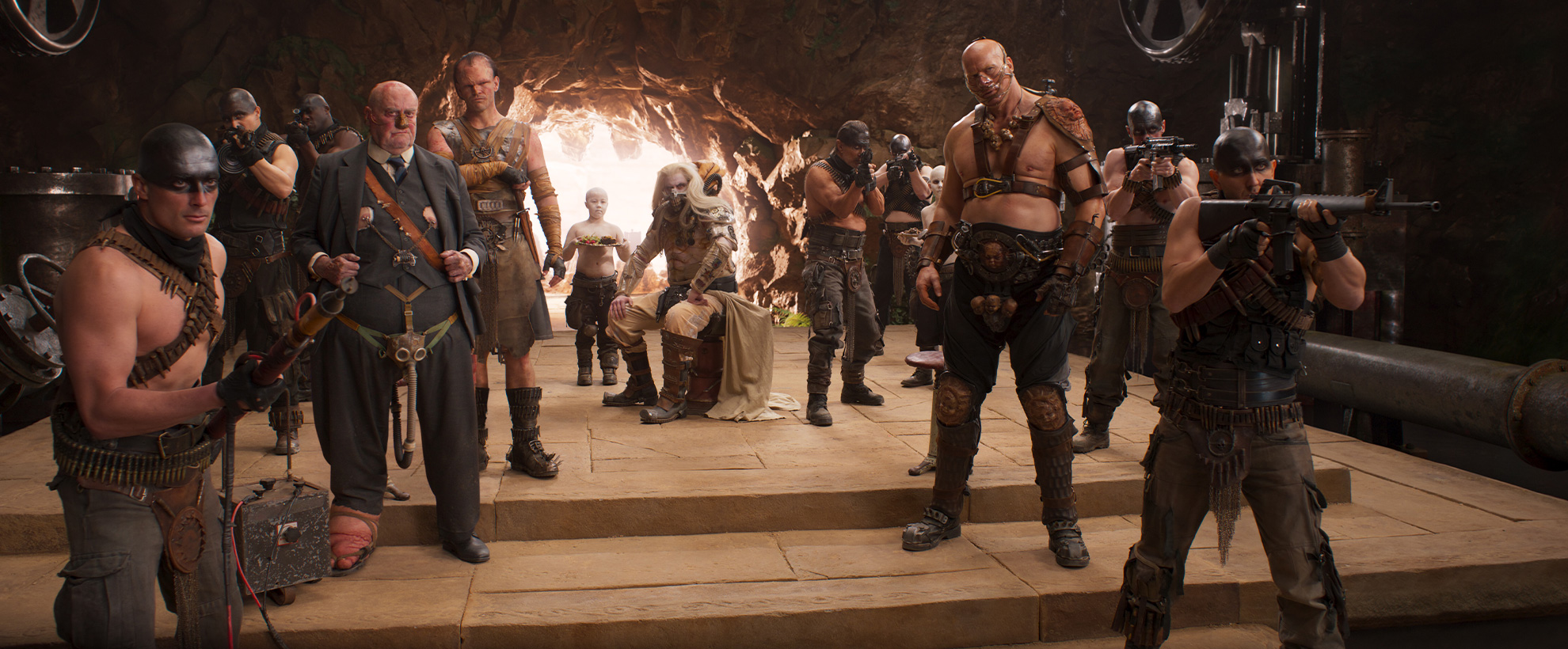 Immortan Joe and his crew within the Citadel in Furiosa: A Mad Max Saga