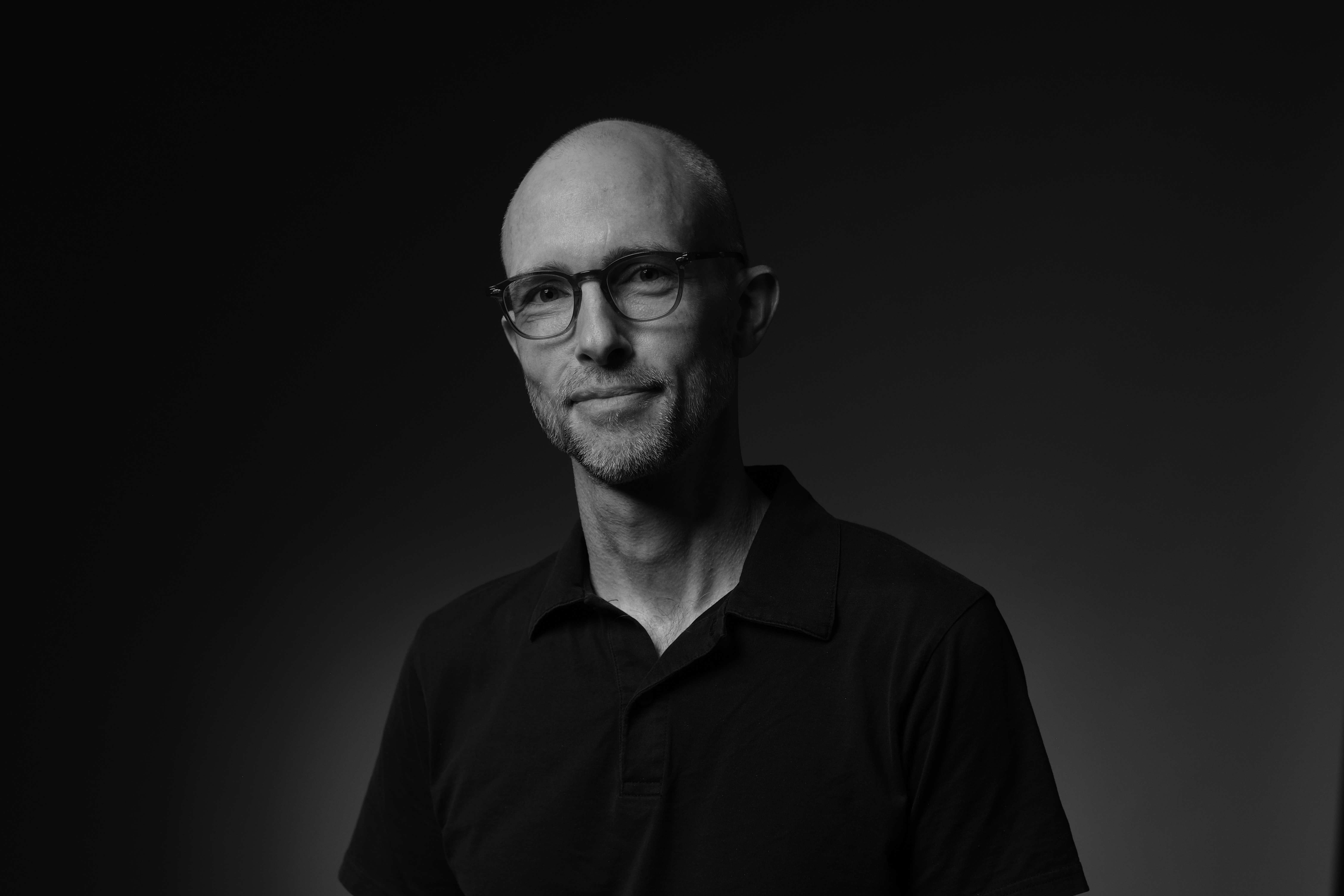 A black and white photo of Framestore VFX Supervisor Steve Drew