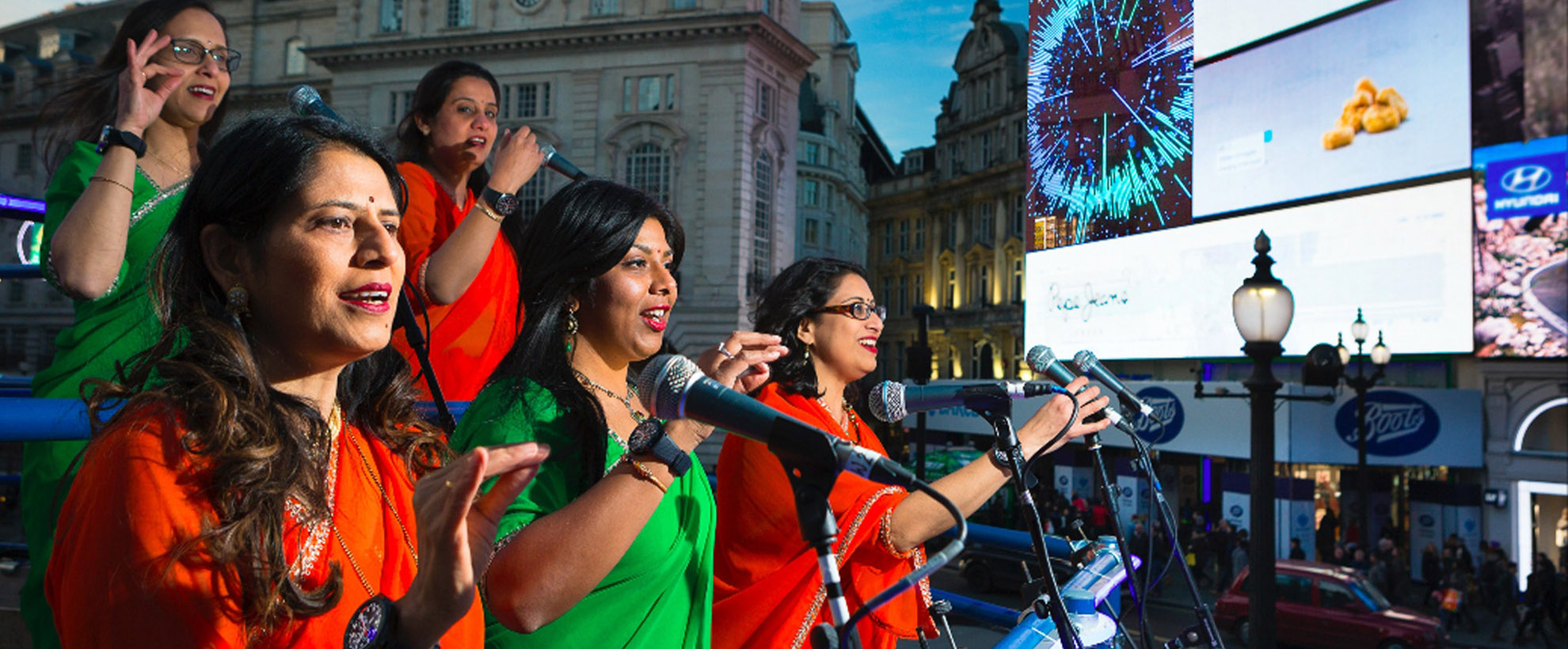 A group of women sing in London