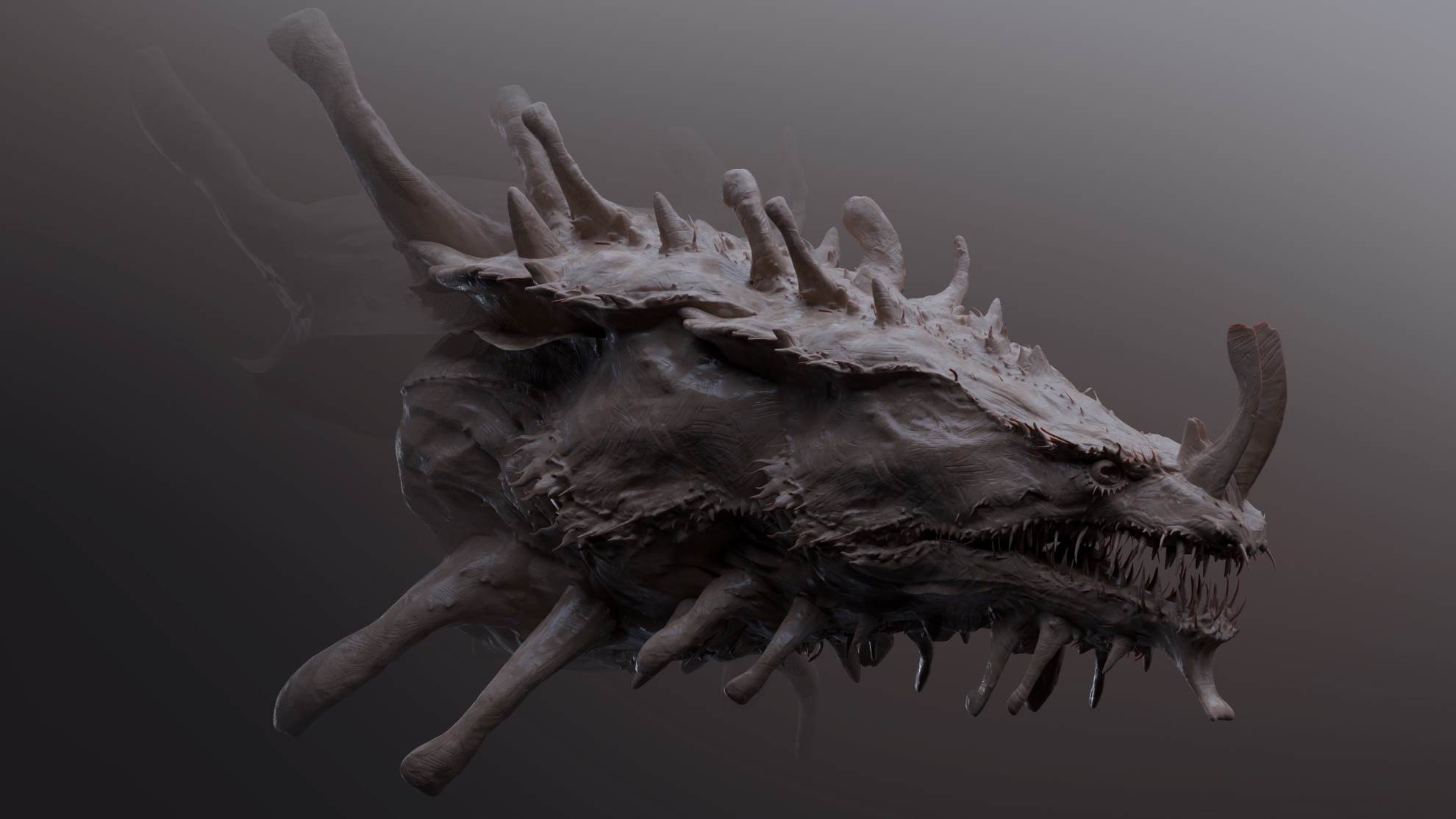 Monarch Legacy of Monsters S2 Art Department 3D creature sculpt of Titan X, showcasing detailed organic VFX design