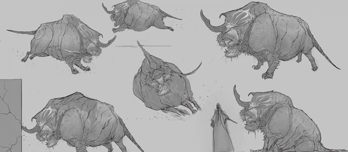 erumpent creature concept art sketches