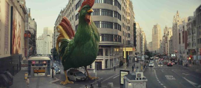 Kellogg's CG rooster in street scene