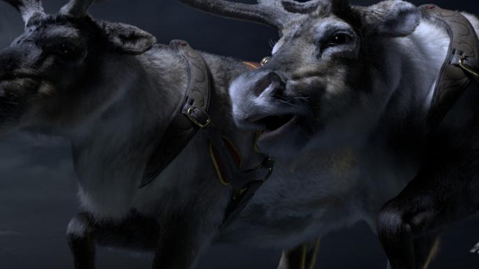 close up shot of two animated reindeer