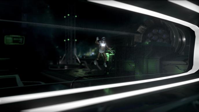 outside perspective of an astronaut floating inside of a starship