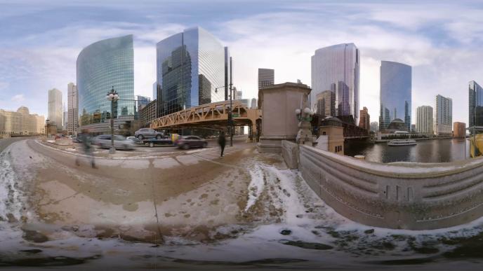 360 view of the chicago cityscape