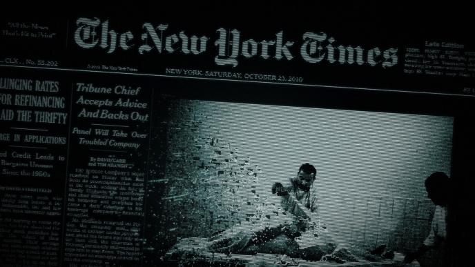 the new york times newspaper edited in a dynamic graphic and old television lines