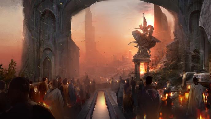 concept art of the city of asgard