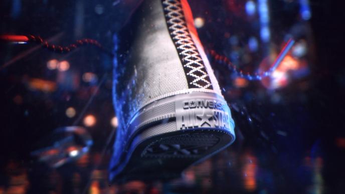 close up and back perspective of the heel of a converse shoe