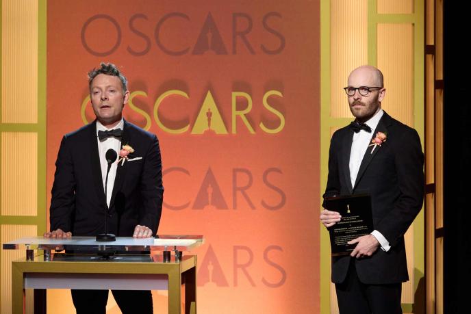 Nathan Walster and Josh Bainbridge accept a SciTech Academy Award