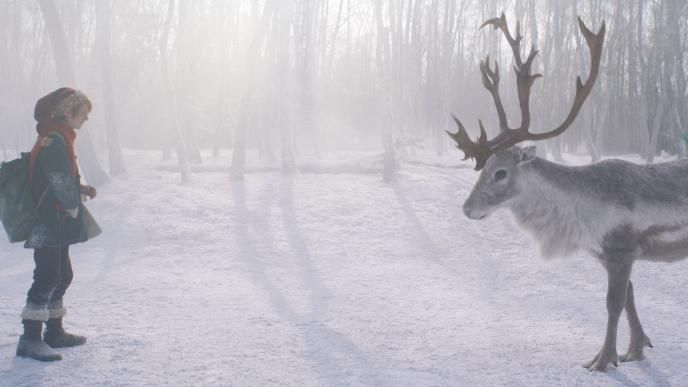 Nikolas is confronted by a reindeer