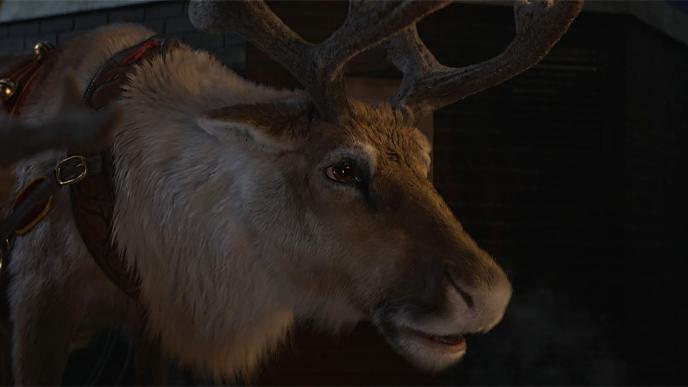 sideview of a sad animated reindeer