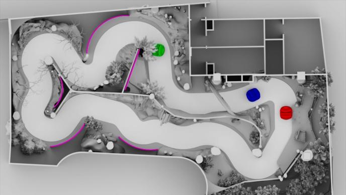 top view of an animation process of a maze game