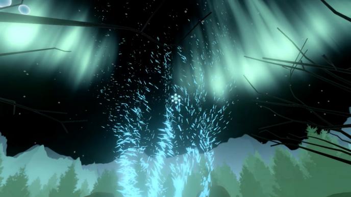an animated forest with luminous lights