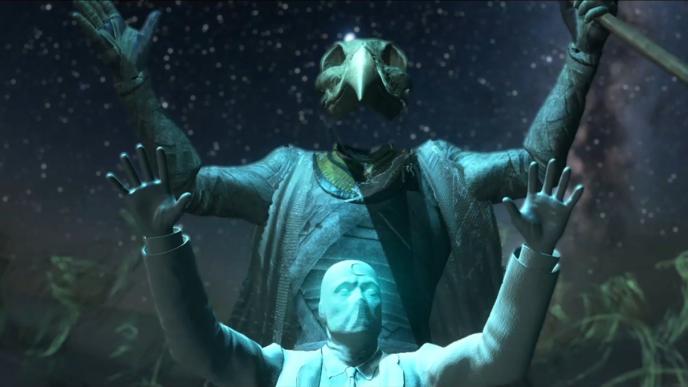 Pre-vis of Mr Knight and Khonshu