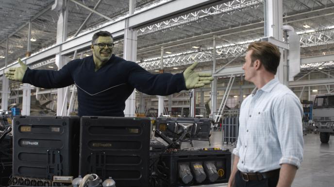 Mark Ruffalo and Chris Evans as The Hulk and Captain America in Avengers: Endgame