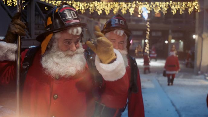 Santa waving to crowd