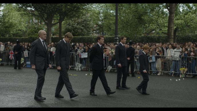 Final shot of Diana's funeral, The Crown season 6