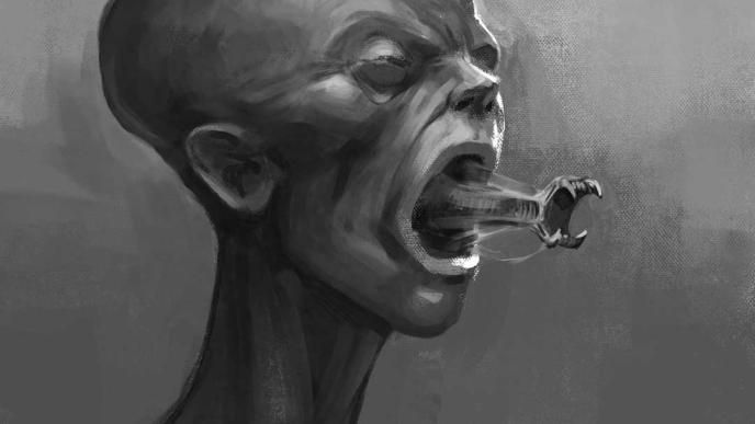 Black & white concept art for Xenomorph in Alien: Romulus