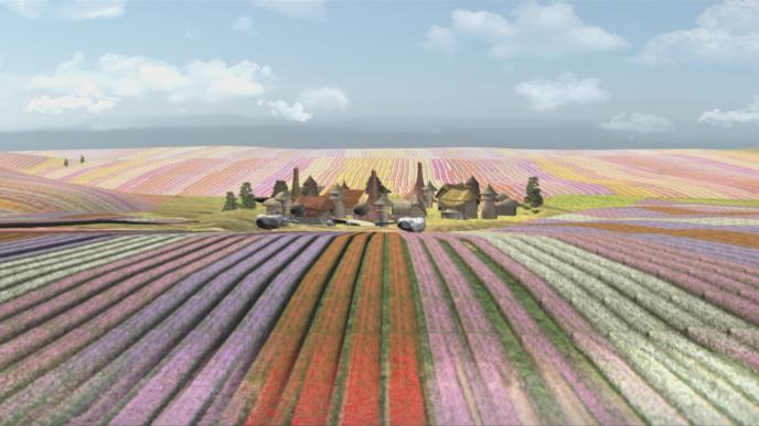 Postvis animation of Munchkinland from Wicked Part One.