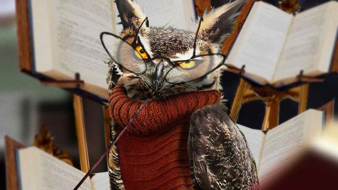 Concept art of an Owl as a professor at Shiz University in Wicked 