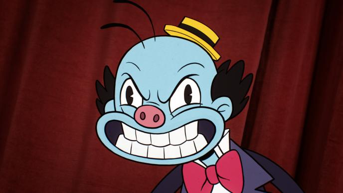 2D Animated Mr Ring a Ding from Doctor Who season two grimacing.
