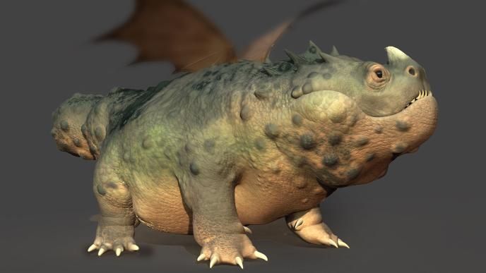 CG dragon Gronkle concept art for How To Train Your Dragon film