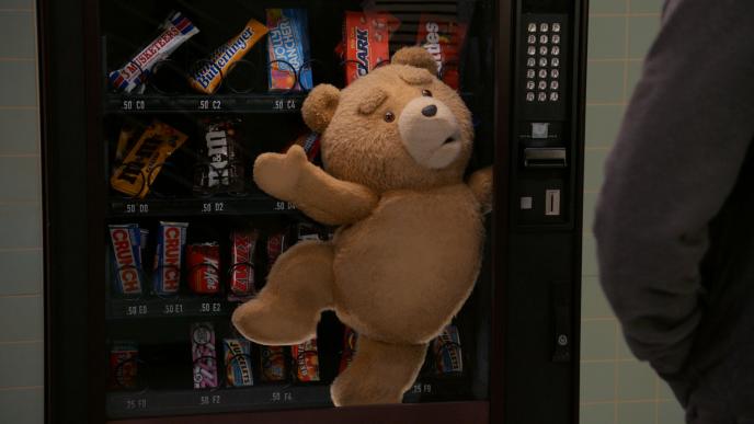 Ted stuck in the vending machine 