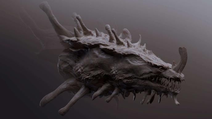 Monarch S2 website header featuring a 3D organic creature sculpt of Titan X by the Framestore art department.