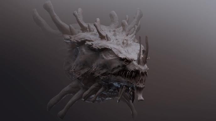 Three-quarter angle 3D model of Titan X for Monarch S2, showcasing scale, depth, and organic creature design work.