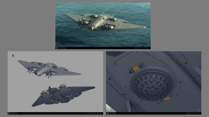 Design models for Monarch S2, detailing the practical, believable mechanics of the belly-mounted camera sensor.