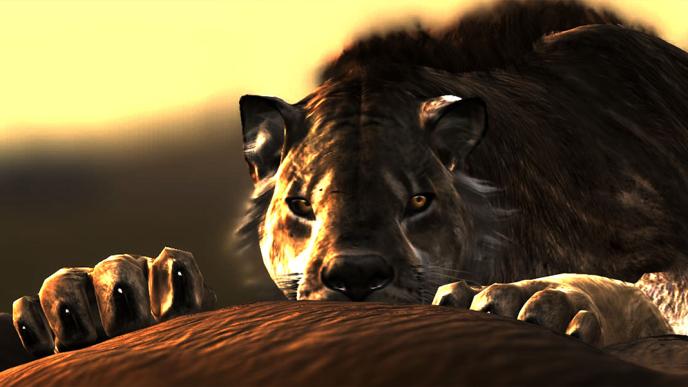 Previs image of the tiger eating scene