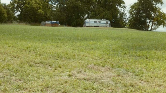 A plate shot from The Sheep Detectives, an empty field on George's farm