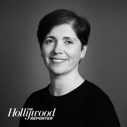 A black and white headshot of Fiona Walkinshaw, with a Hollywood Reporter logo in the bottom left corner