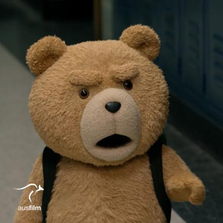 TED stuffed bear, angry 