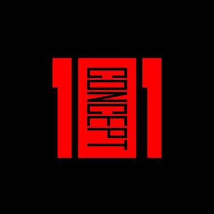 The Concept 101 logo on in red on a black background.