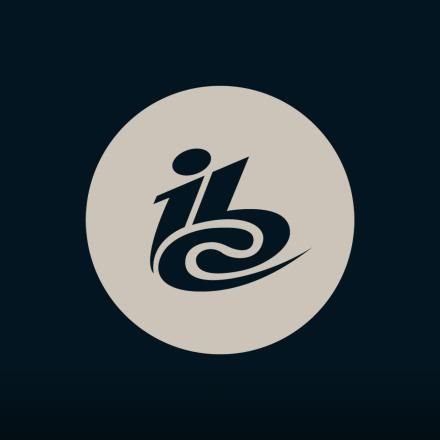 The IBC logo in beige on a dark blue background. 