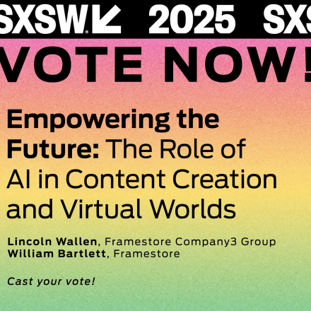 an image that says "Vote Now! Empowering the Future: The Role of AI in Content Creative and Virtual Worlds'