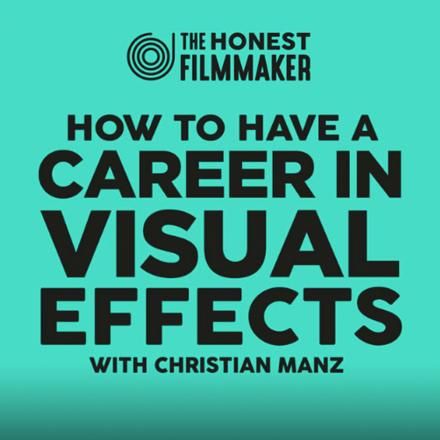 A turquoise blue background with black text reading "How to Have a Career in Visual Effects with Christian Manz".