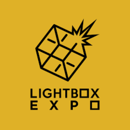 A yellow background with the Lightbox Expo logo in the centre.