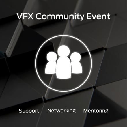 A black and grey textured background with a white community icon in the centre and white text around it.
