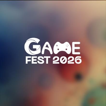An abstract background with a GameFest Tashkent 2026 logo in the centre.