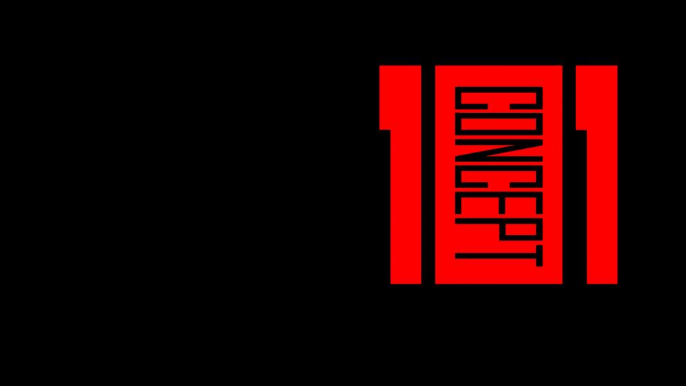 The Concept 101 logo on in red on a black background.