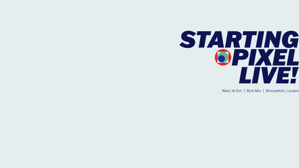 A light blue background with the Starting Pixel Live logo in the centre.