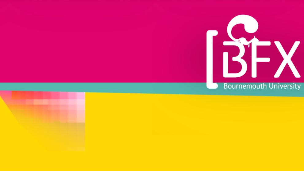 A background of fuschia, turquoise, and yellow with a white BFX logo at the top right.  
