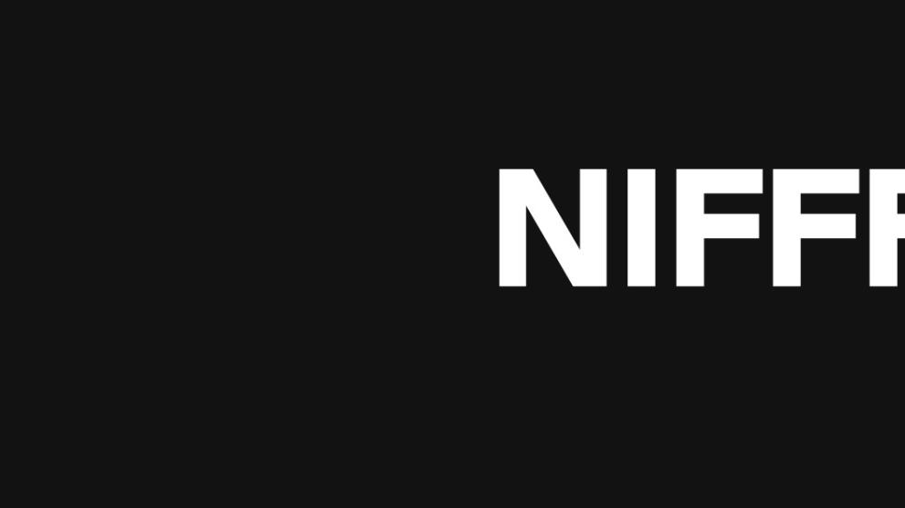 A white NIFFF logo on a black background. 